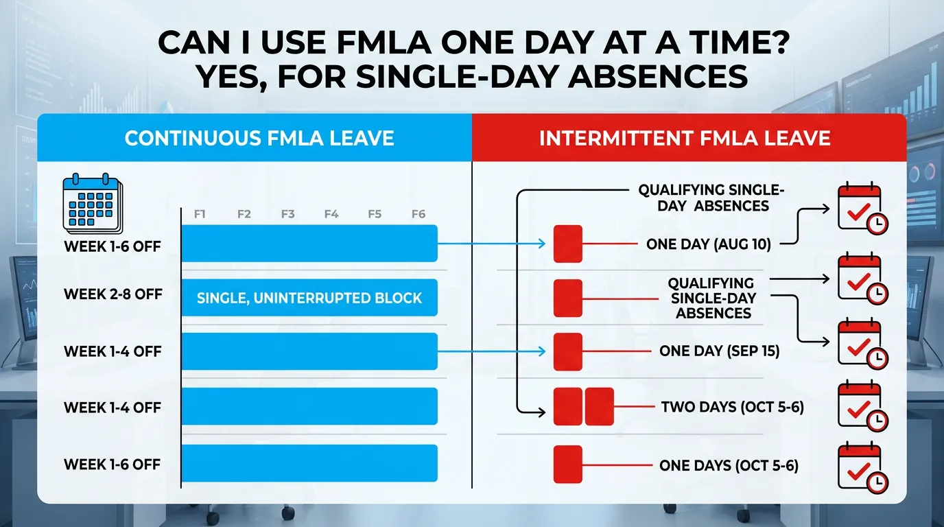 Infographic: Can I Use FMLA One Day at a Time? Yes, for Single-Day Absences - Can You Use FMLA One Day at a Time? Intermitten