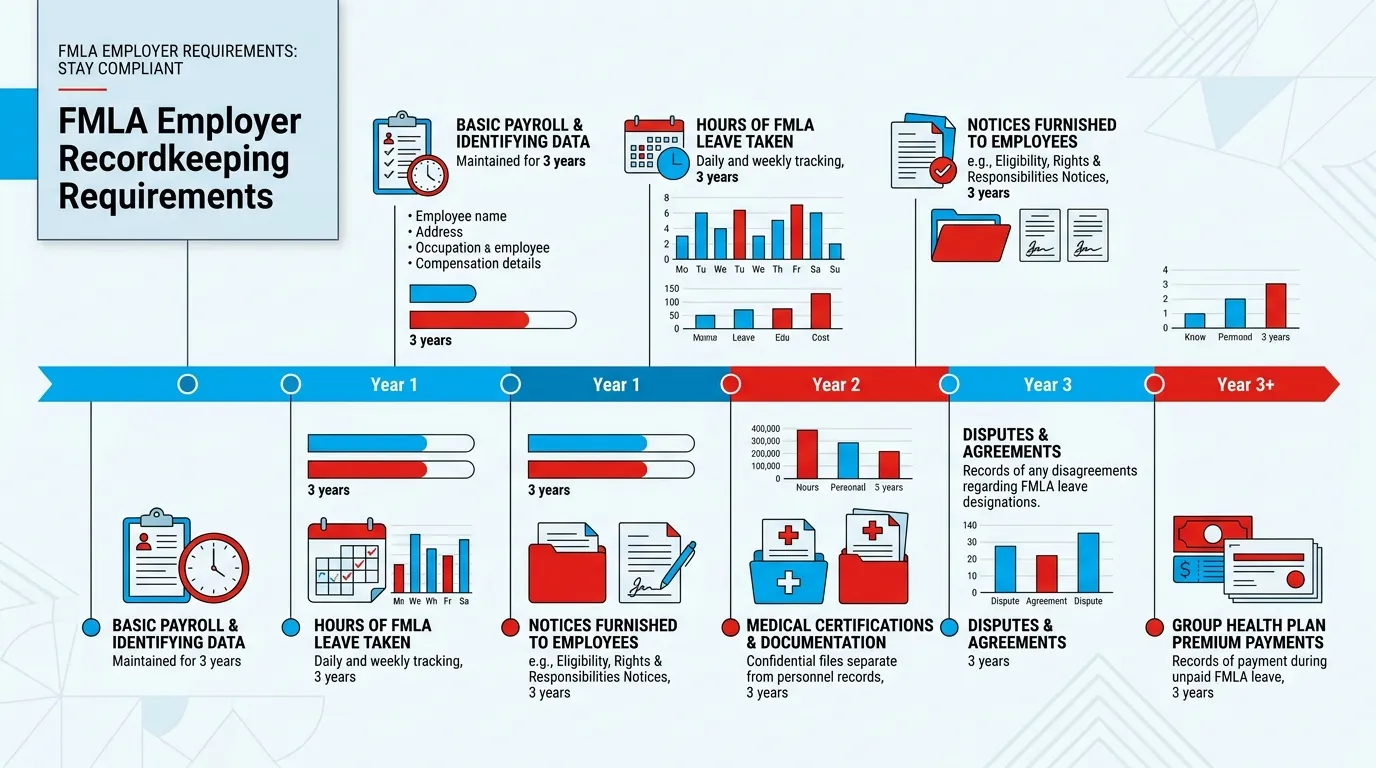 Infographic: FMLA Employer Recordkeeping Requirements - FMLA Employer Requirements: Stay Compliant