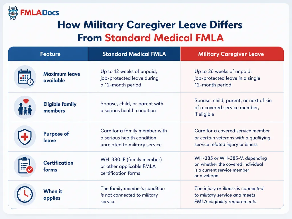 How Military Caregiver Leave Differs From Standard Medical FMLA