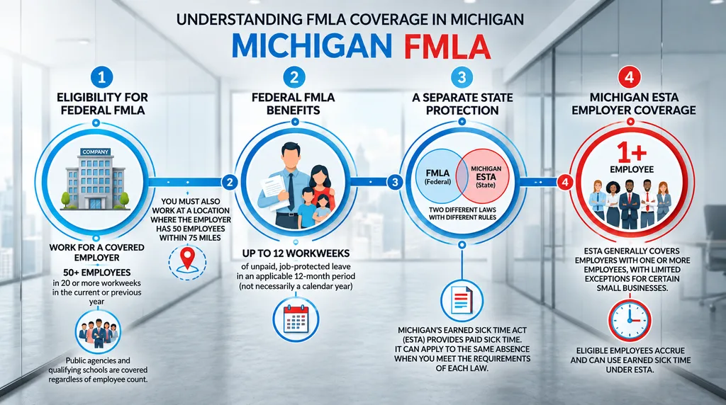 Infographic: Understanding FMLA Coverage in Michigan Your Michigan FMLA Guide - Michigan FMLA: Eligibility, Leave Rules, and 