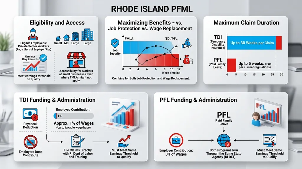 Infographic: Rhode Island PFML — RI TDI and PFML — 60% wages - Rhode Island PFML — RI TDI and PFML — 60% wages