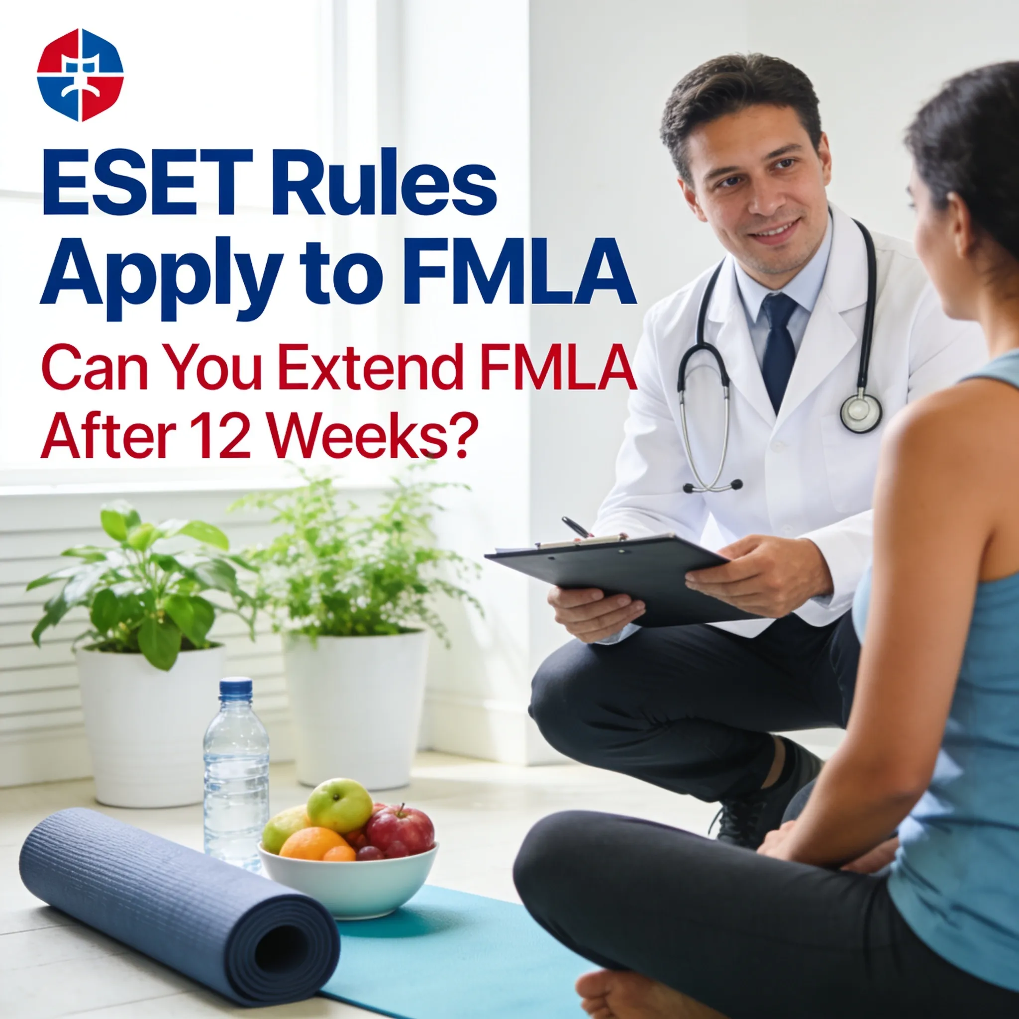 Doctor reviewing a clipboard with a patient while discussing when a 12-week FMLA entitlement renews